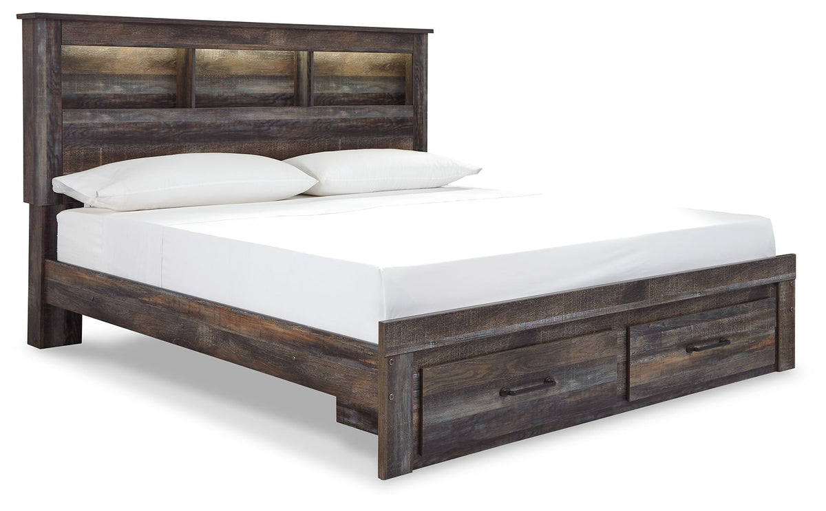 Drystan King Bookcase Bed with 2 Storage Drawers (Storage Footboard)