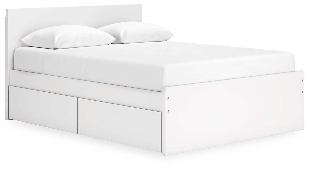 Onita White Queen Bed with 2 Side Storage (Panel Platform)
