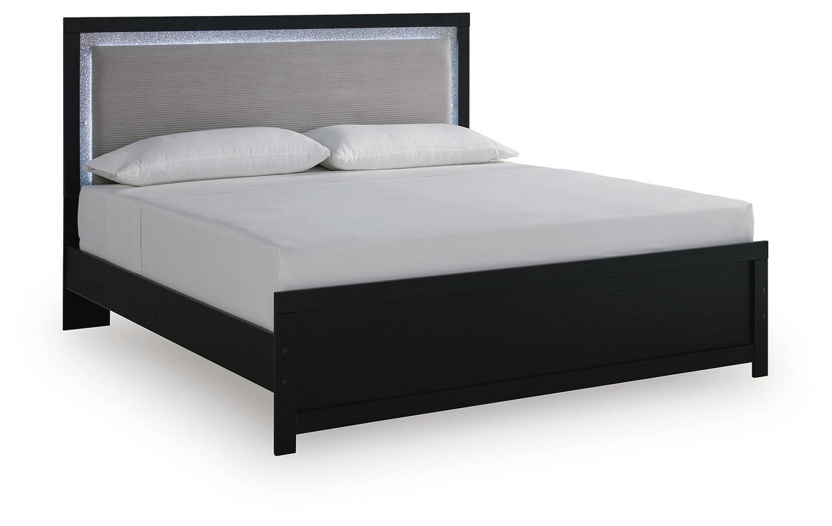 Maeling Black King Upholstered Bed