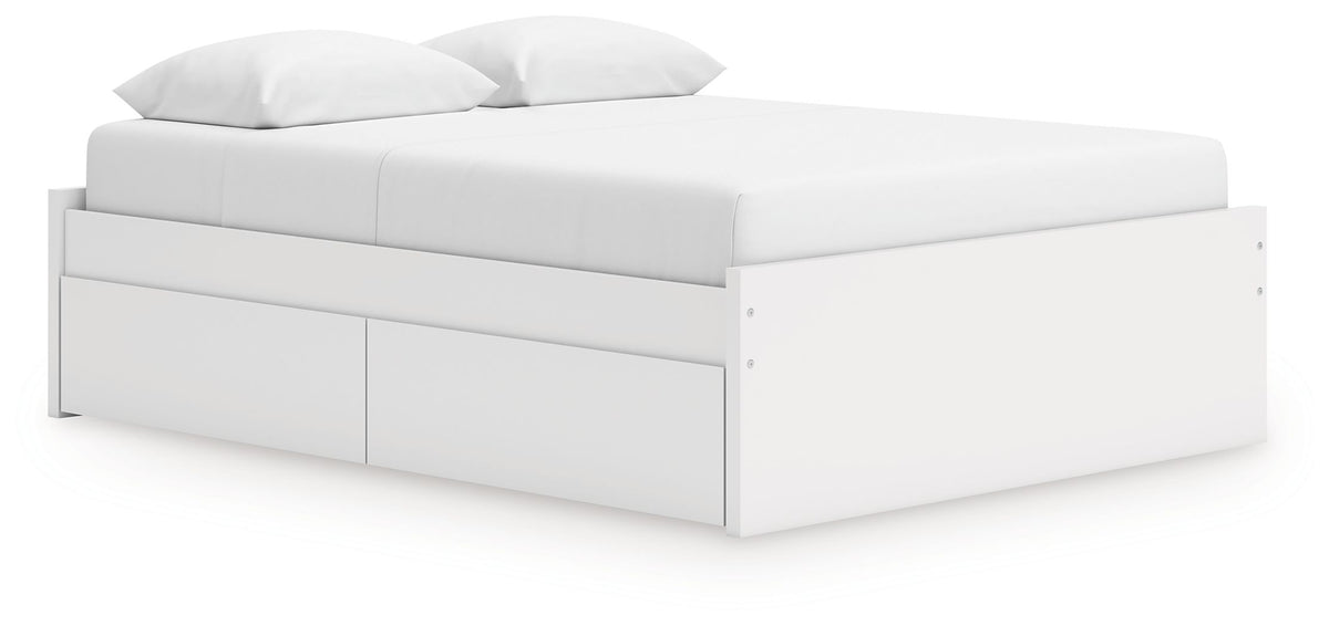 Onita White Queen Bed with 1 Side Storage (Platform)