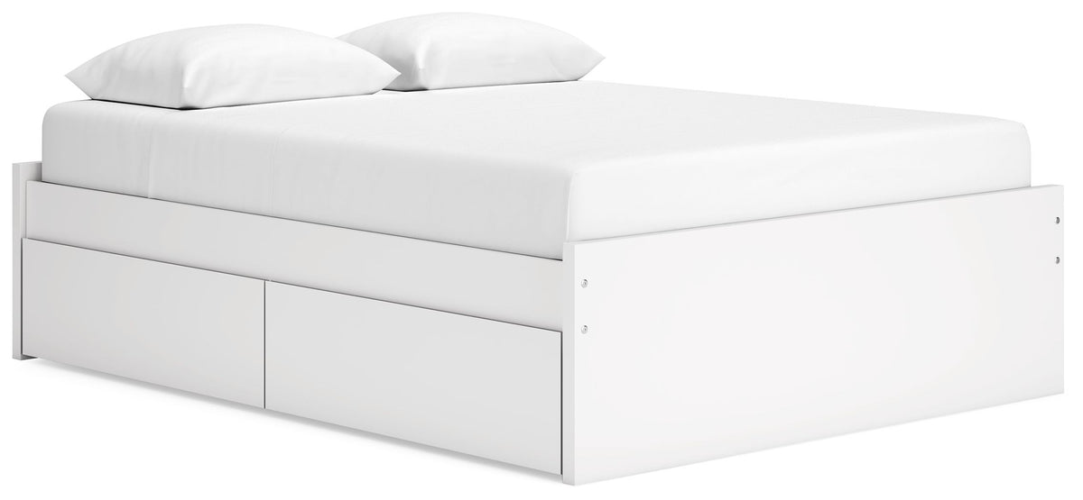Onita White Queen Bed with 2 Side Storage (Platform)