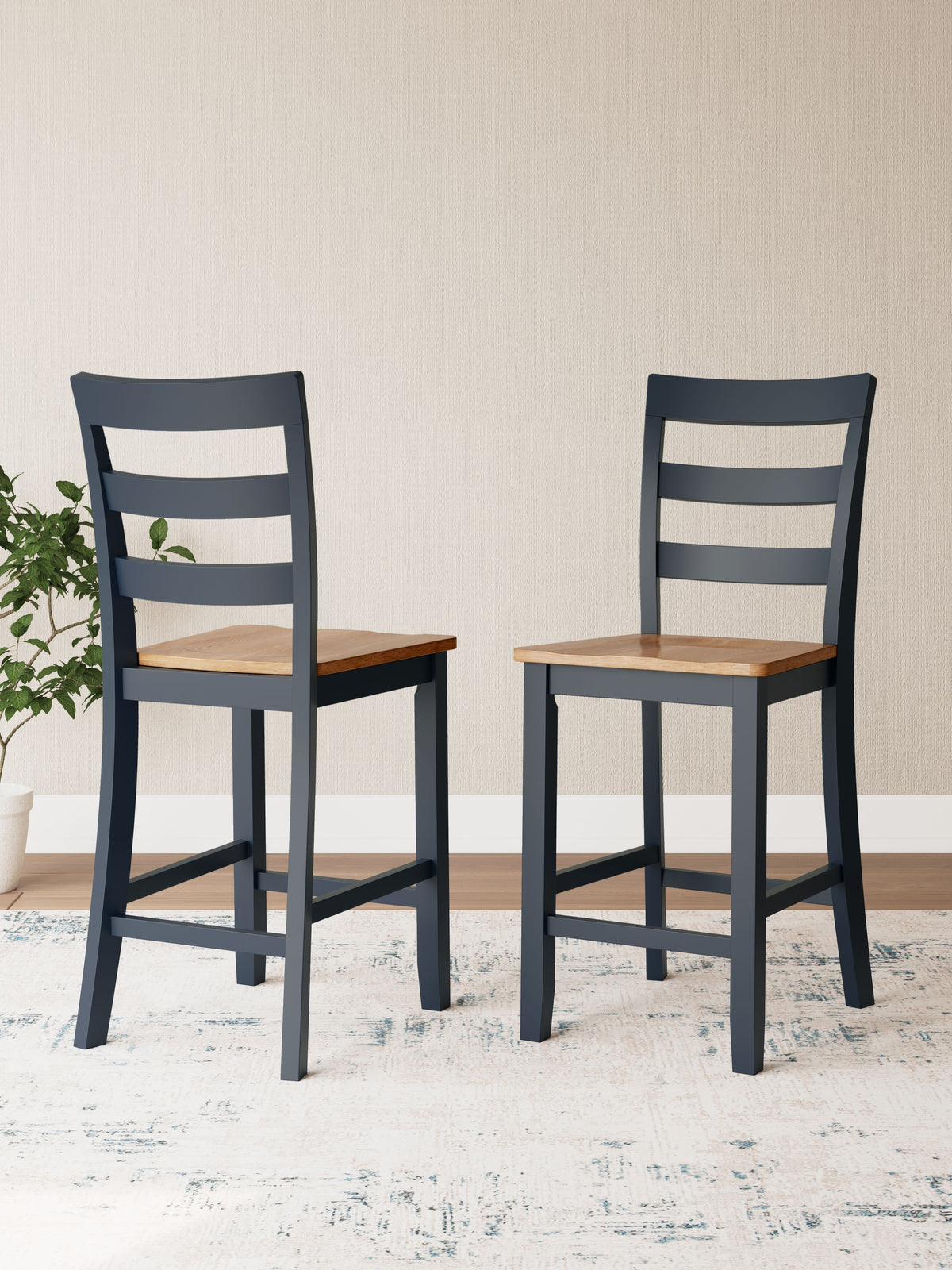 Gesthaven Natural/Blue Counter Height Barstool