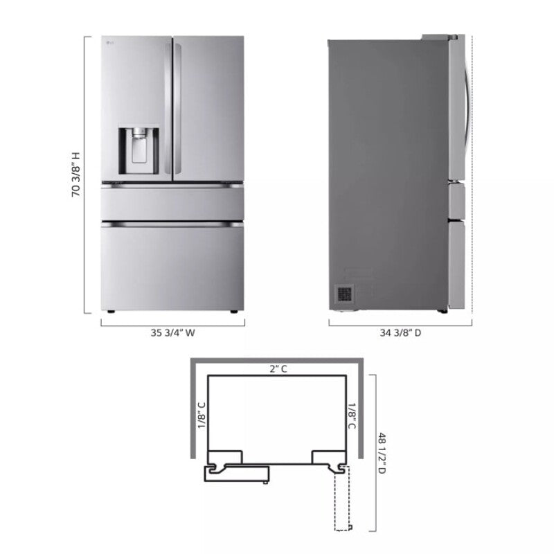 LG 29 Cu. Ft. Smart Standard-depth Max™ 4-door French Door Refrigerator With Full-convert Drawer™ Refrigerator