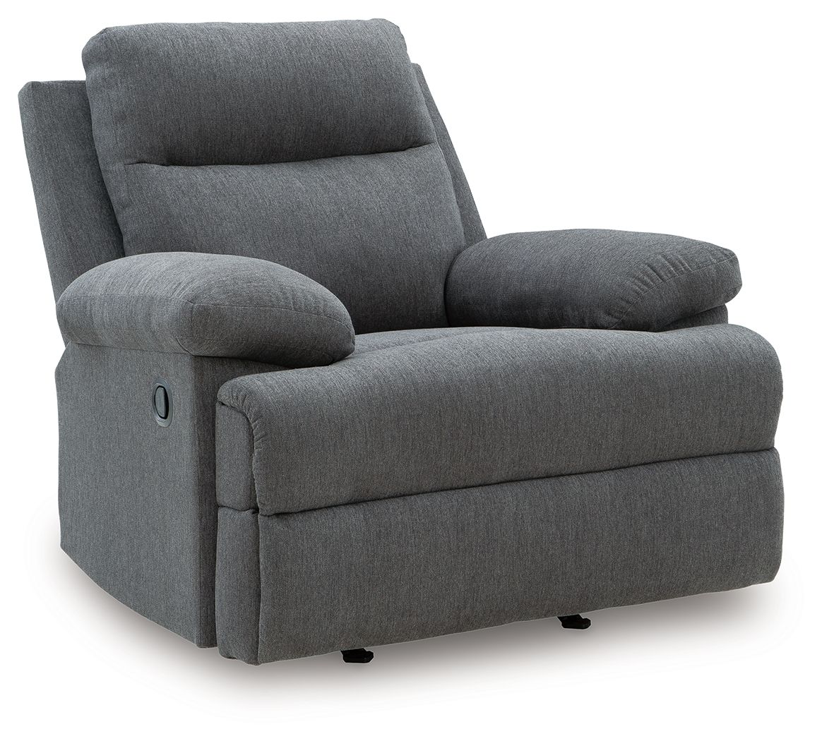 Side-Swipe Charcoal Rocker Recliner