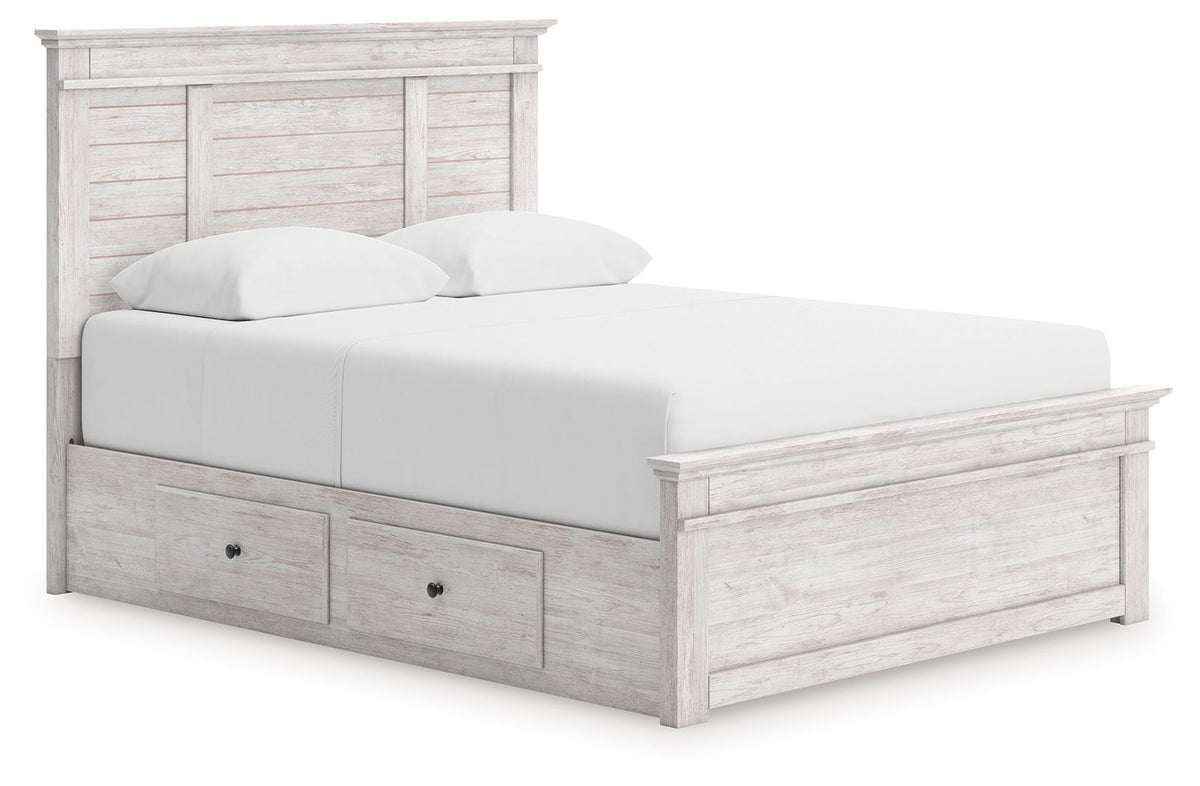 Makidern Whitewash Queen Storage Bed (Underbed Storage, 2 Storage Units)