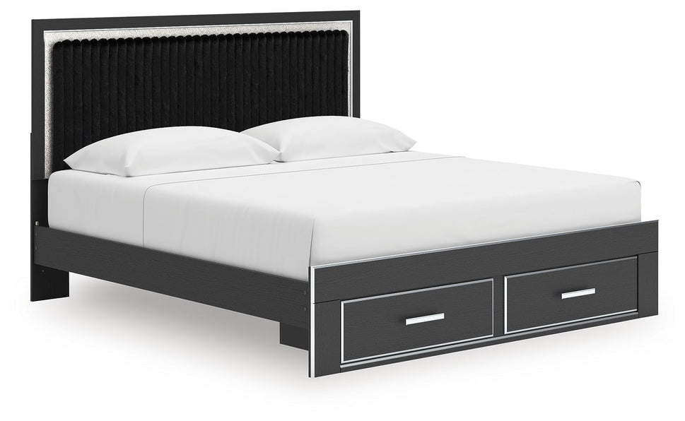 Zuraleus Black King Upholstered Storage Bed