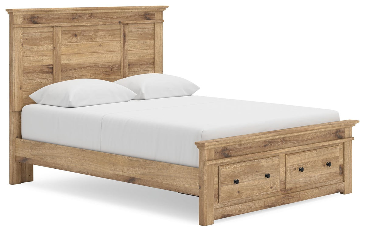 Makidern Tan Queen Storage Bed (Storage Footboard, 1 Storage Unit)