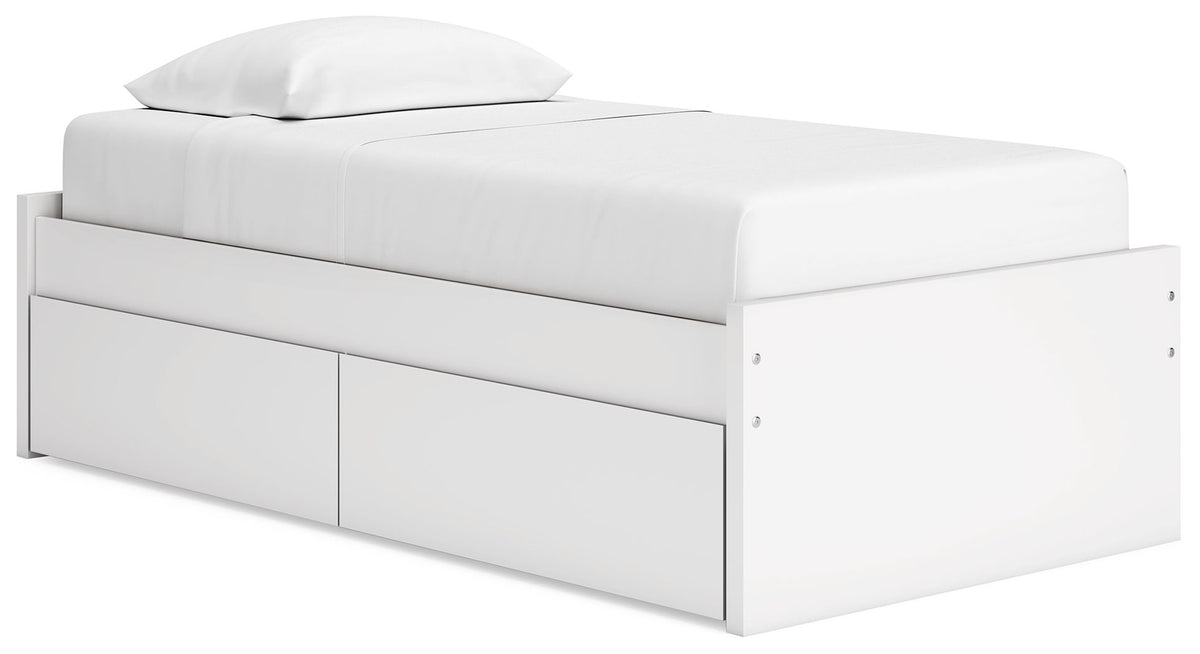 Onita White Twin Bed with 1 Side Storage (Platform)