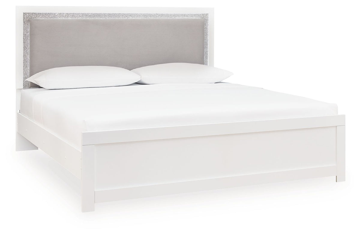 Maeling White King Upholstered Bed