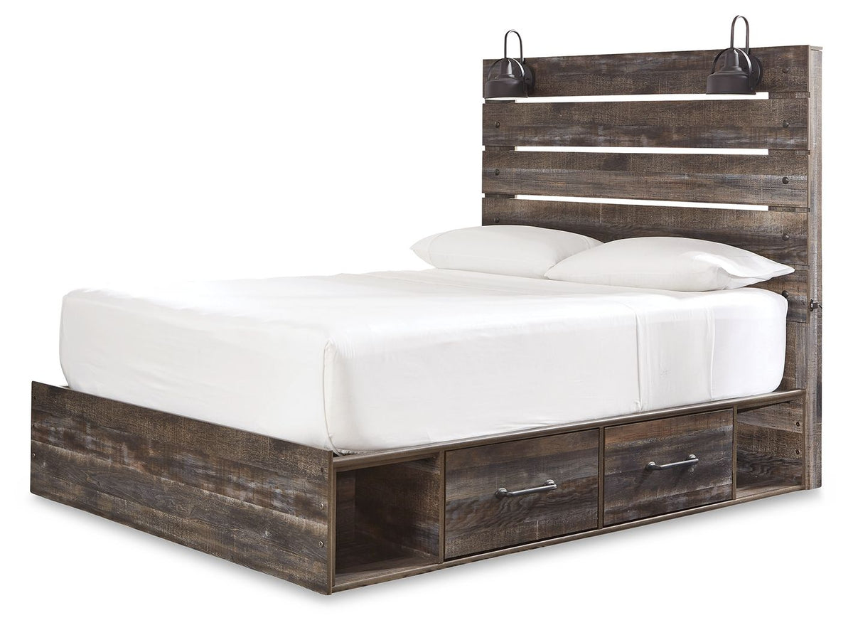 Drystan Queen Bed with 2 Storage Drawers (Platform & Side Storage)