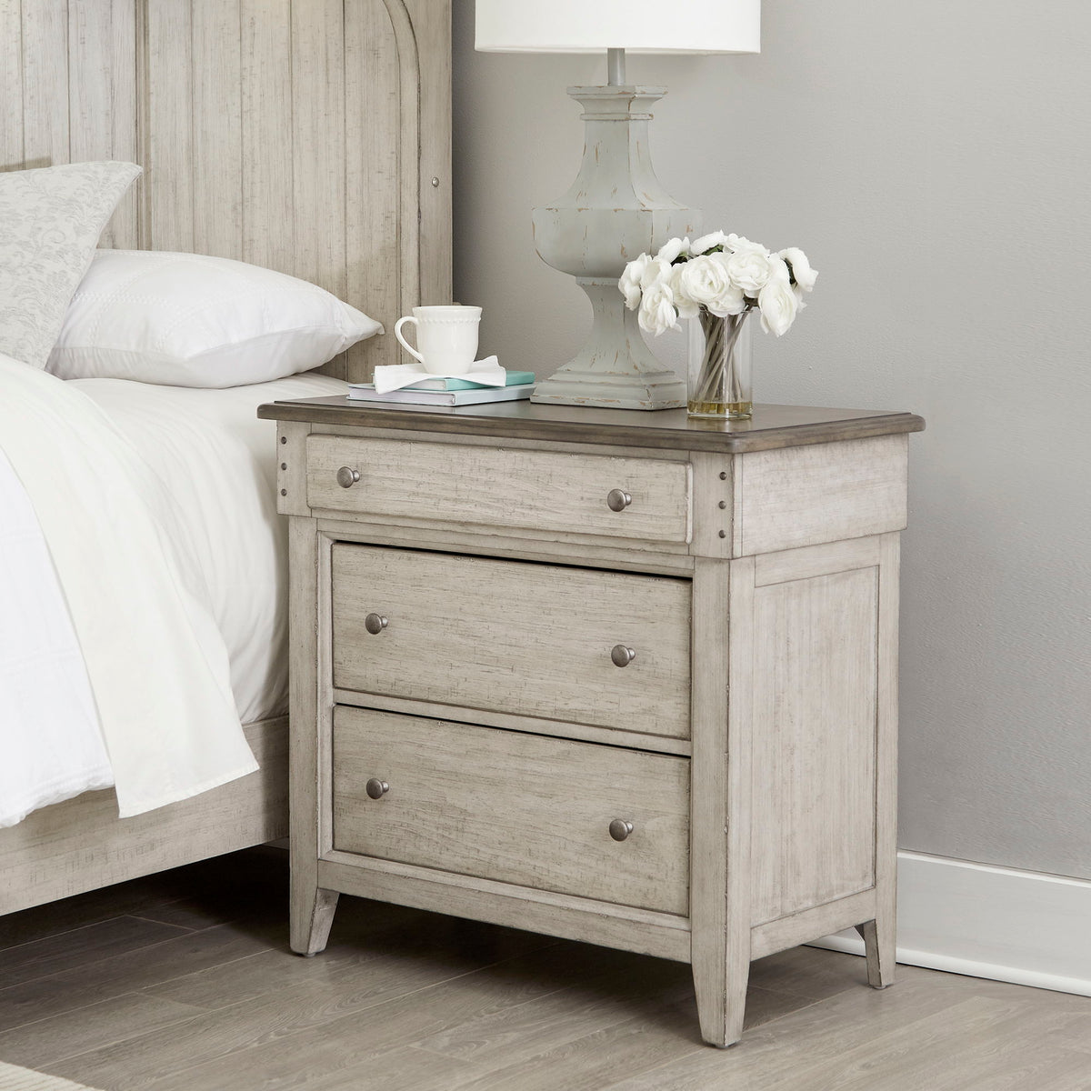 Ivy Hollow 3 Drawer Bedside Chest With Charging Station