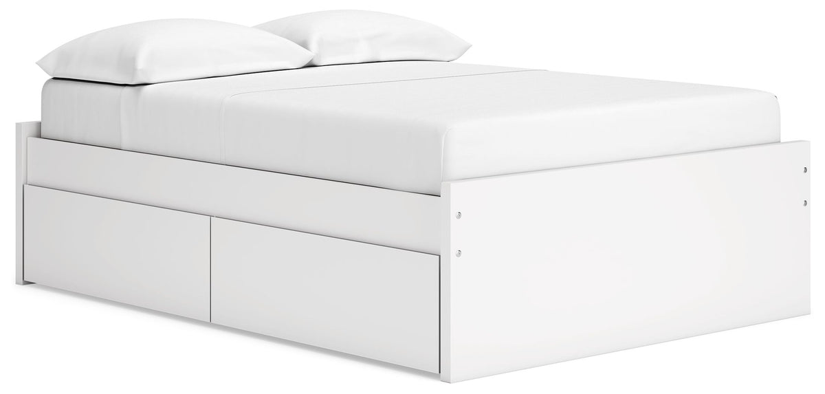 Onita White Full Bed with 2 Side Storage (Platform)