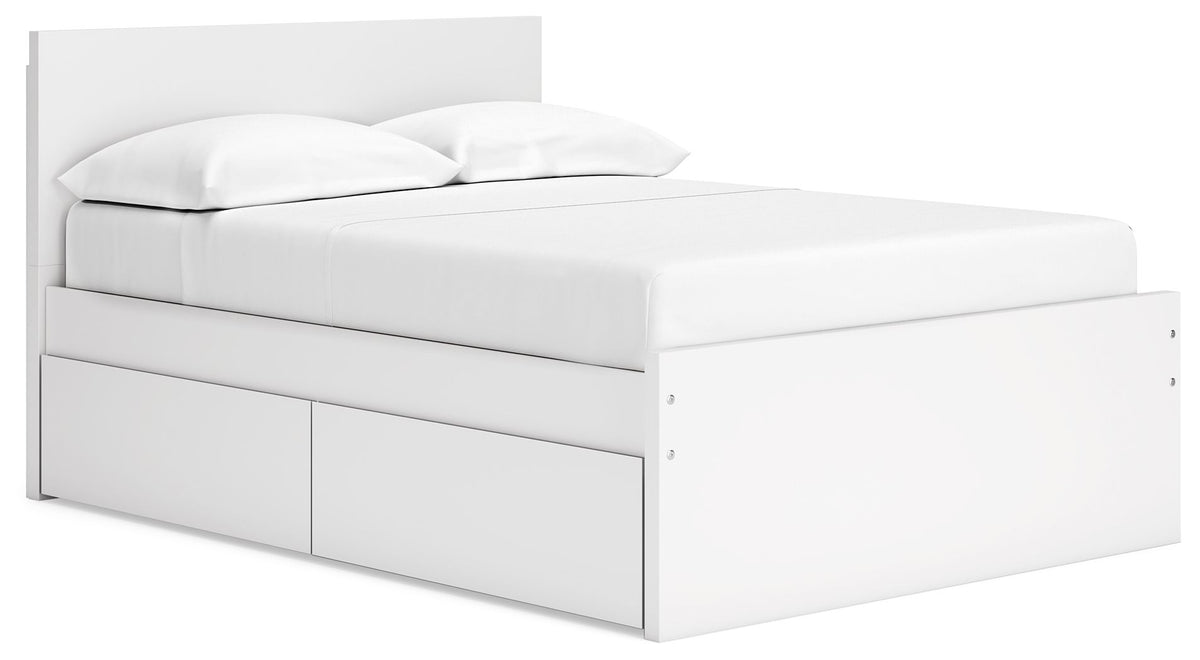 Onita White Full Bed with 1 Side Storage (Panel Platform)