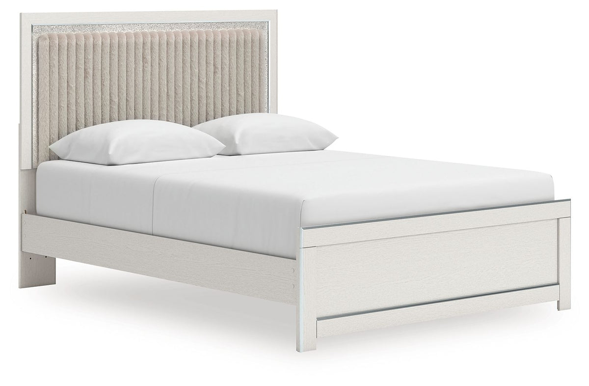 Zuraleus White Queen Upholstered Bed (Platform Panel)