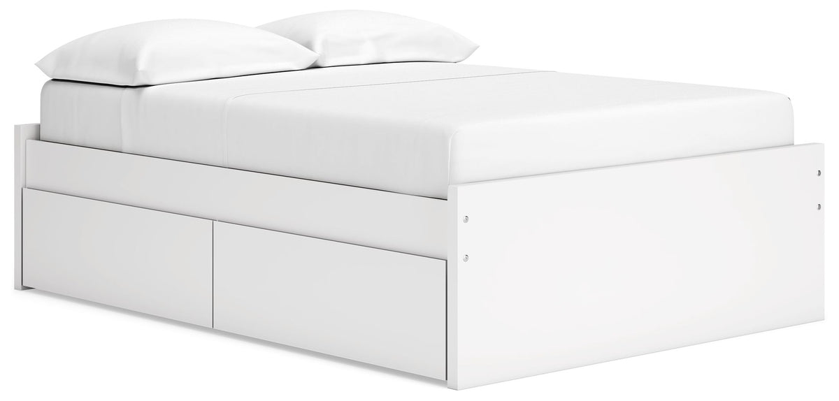 Onita White Full Bed with 1 Side Storage (Platform)