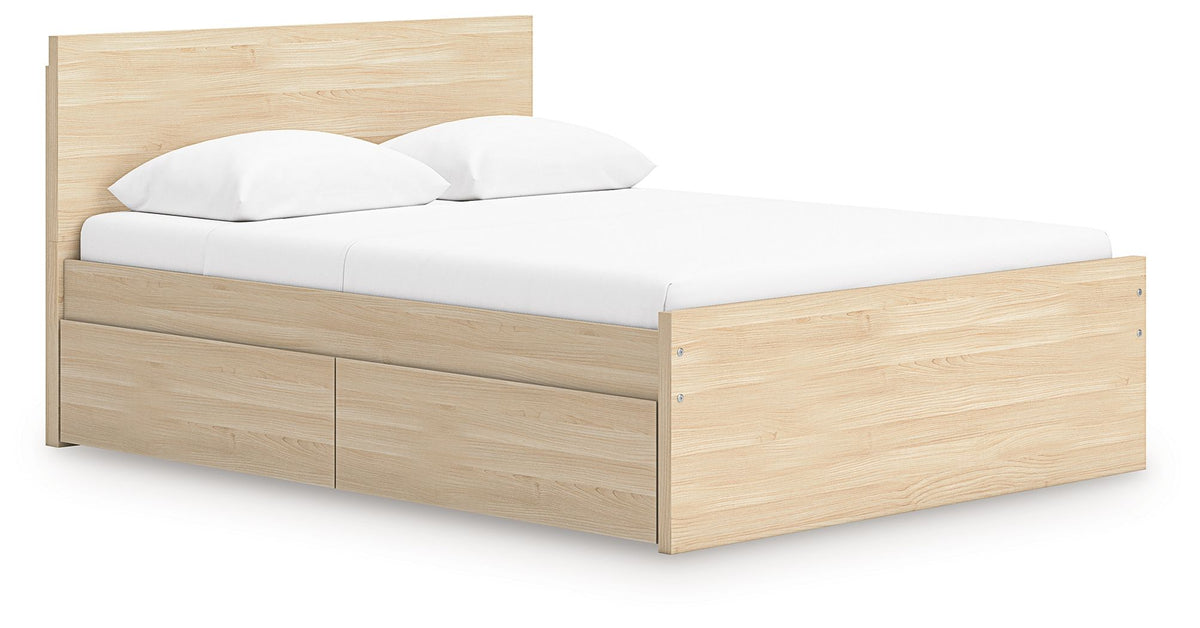 Onita Natural Full Bed with 2 Side Storage (Panel Platform)
