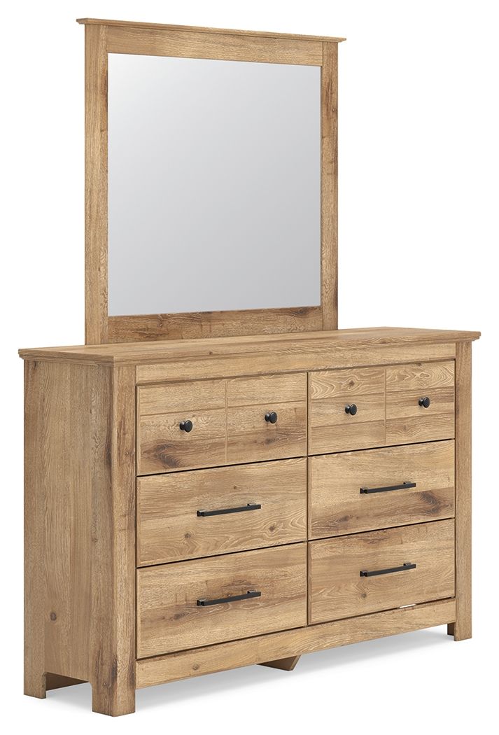Makidern Tan Dresser & Mirror