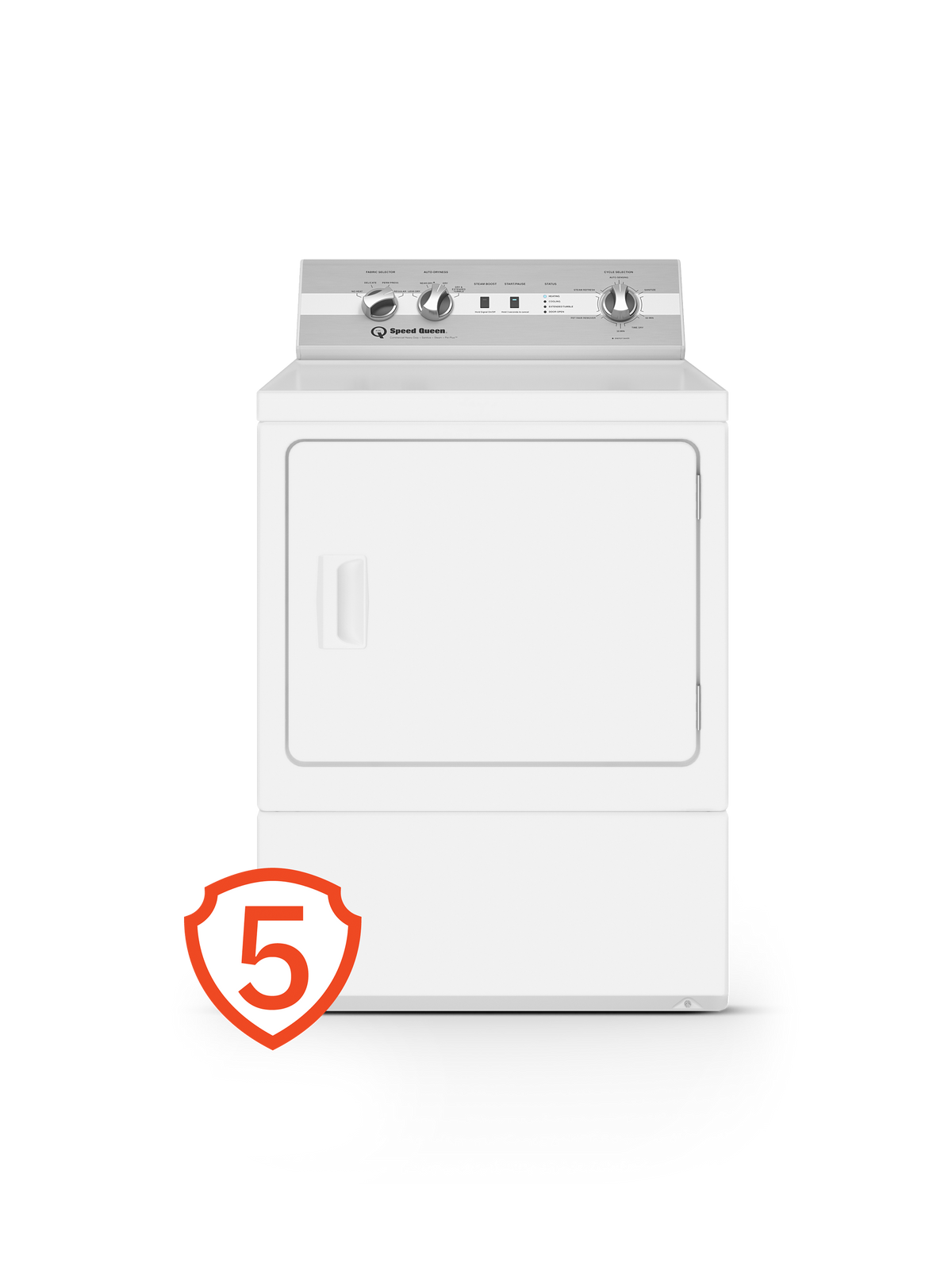 Speed Queen DC5 Sanitizing Electric Dryer with Pet Plus™ White Dryer