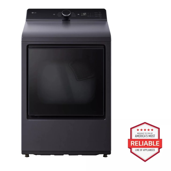 LG 7.3 Cu. Ft. Ultra Large Capacity Rear Control Electric Dryer With Easyload™ Door And Ai Sensing Matte Black Dryer