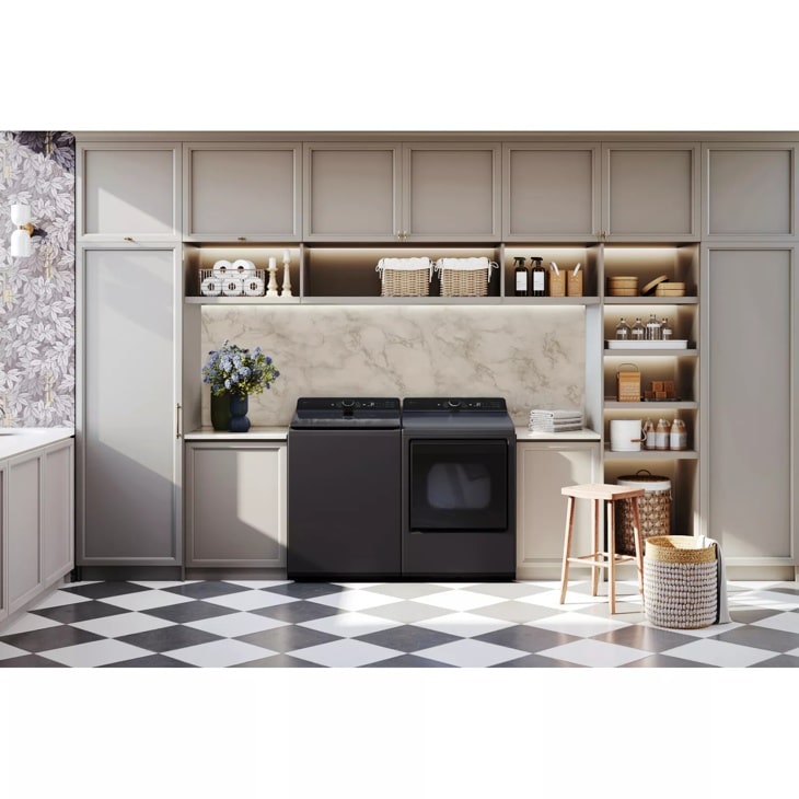 LG 7.3 Cu. Ft. Ultra Large Capacity Rear Control Electric Dryer With Easyload™ Door And Ai Sensing Matte Black Dryer