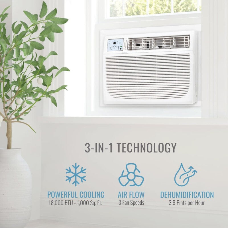 Keystone 18,000/17,700 BTU 230V Window/Wall Air Conditioner with Follow Me LCD Remote Control Air Conditioner