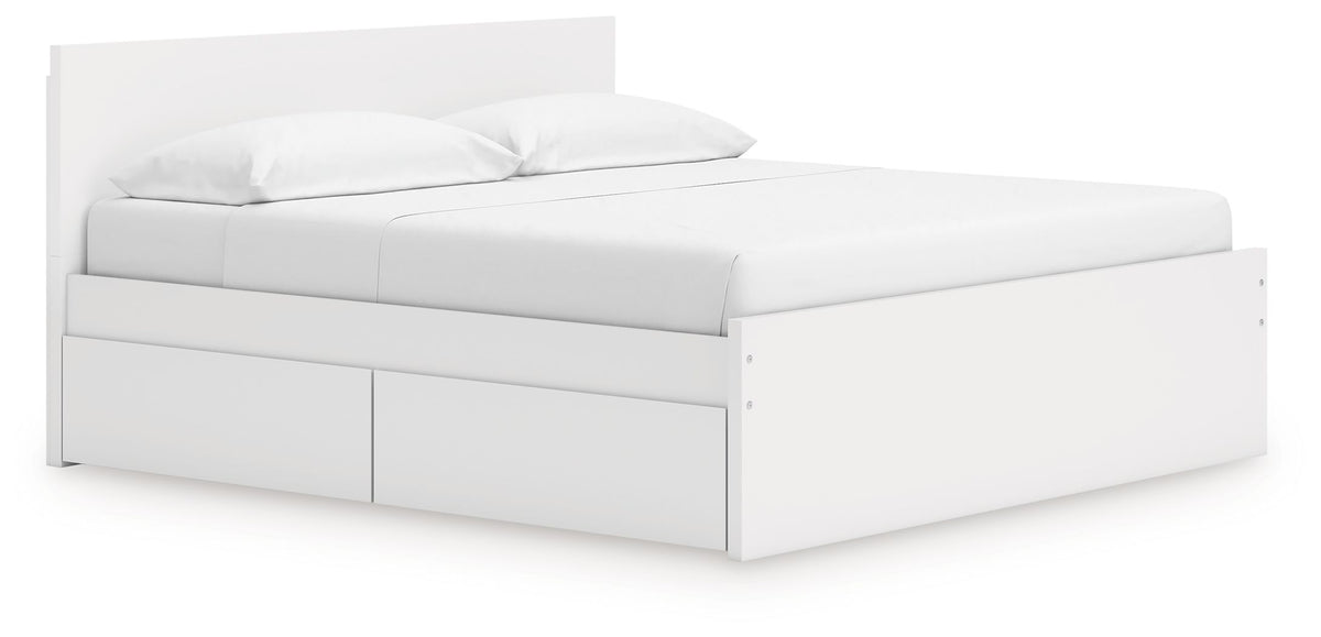 Onita White King Bed with 2 Side Storage (Panel Platform)