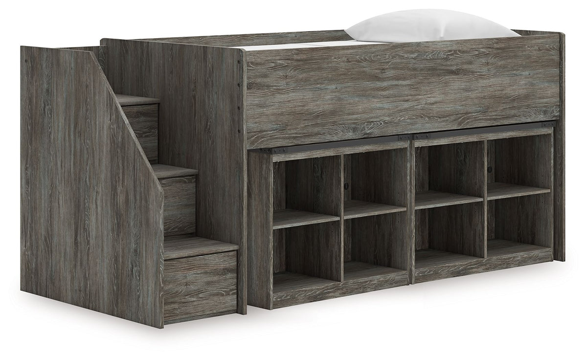 Frandern Twin Loft Bed With 2 Bookcase Storages