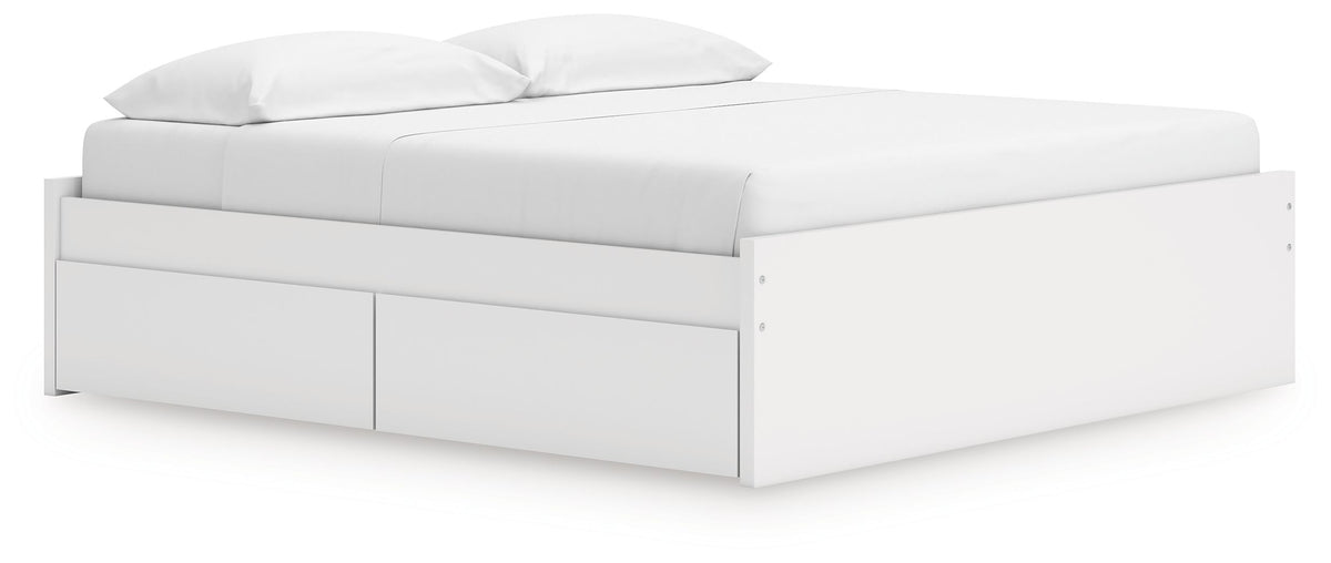 Onita White King Bed with 1 Side Storage