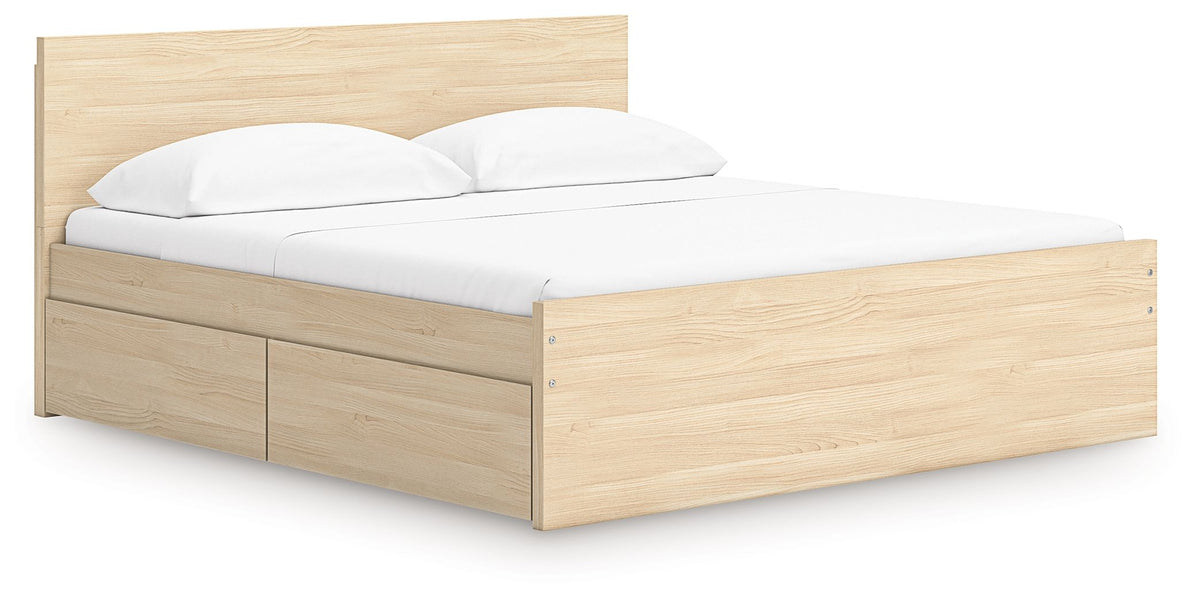 Onita Natural King Bed with 2 Side Storage (Panel Platform)