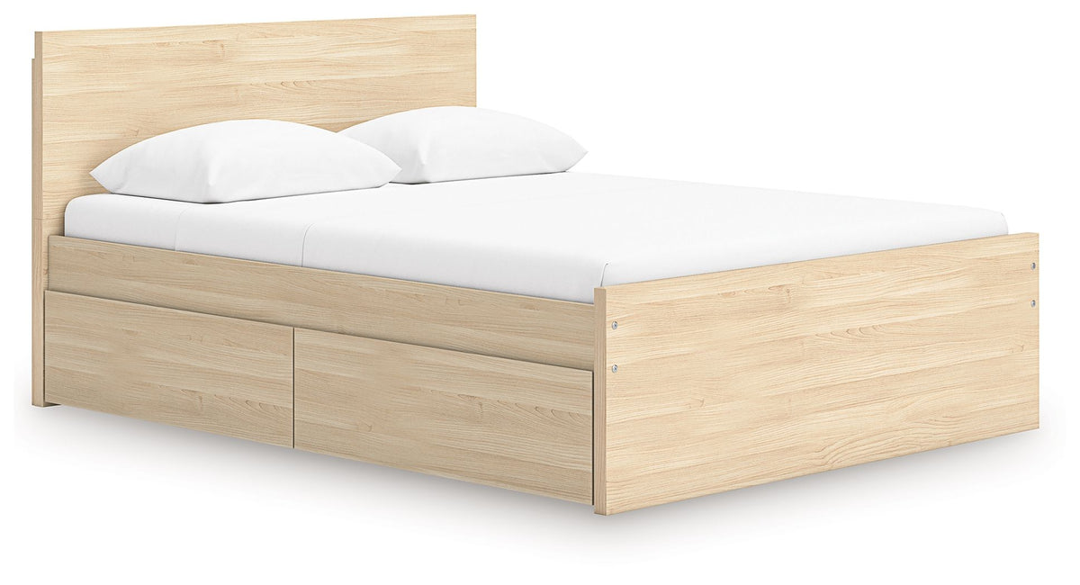 Onita Natural Queen Bed with 1 Side Storage (Panel Platform)
