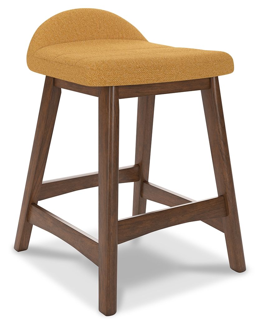 Lyncott Mustard/Brown Counter Height Bar Stool