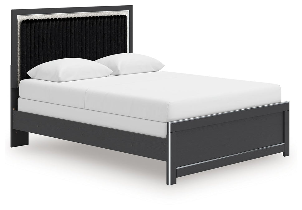 Zuraleus Black Queen Upholstered Bed (Panel)