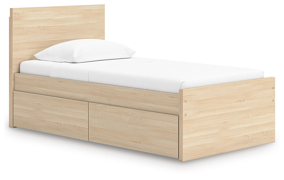Onita Natural Twin Bed with 1 Side Storage (Panel Platform)