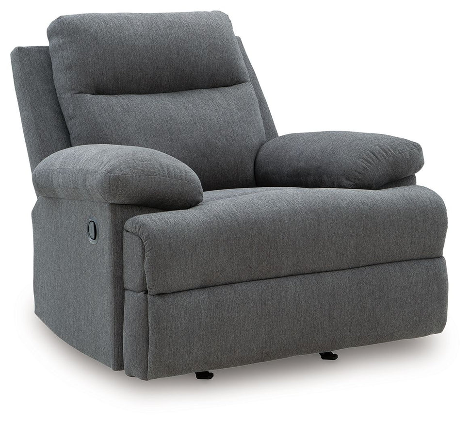 Side-Swipe Charcoal Rocker Recliner