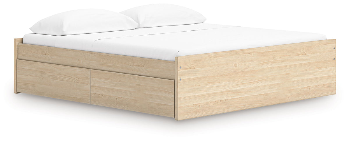 Onita Natural King Bed with 1 Side Storage