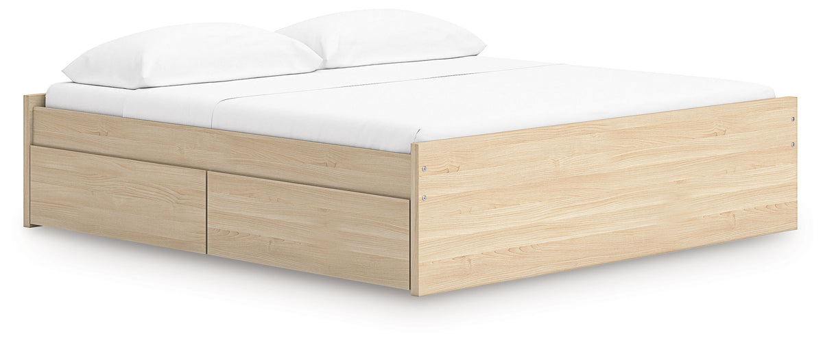 Onita Natural King Bed with 2 Side Storage (Platform)