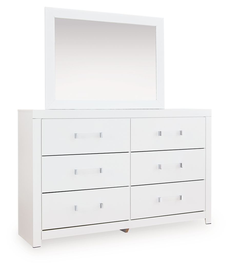 Maeling White Dresser & Mirror