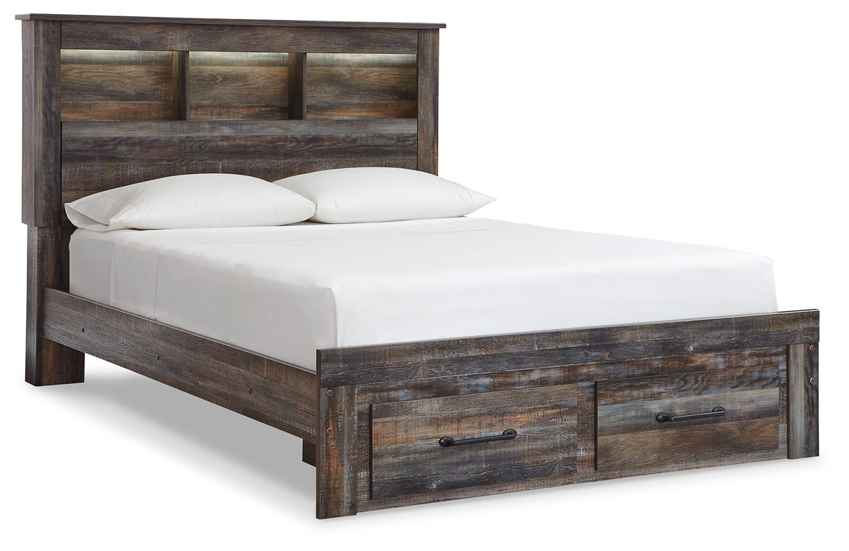 Drystan Queen Bookcase Bed with 2 Storage Drawers (Storage Footboard)